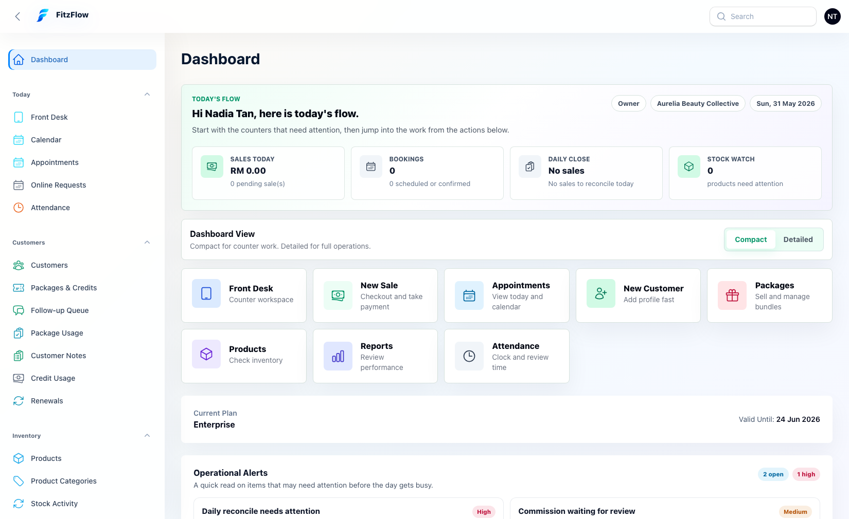 FitzFlow compact dashboard screenshot